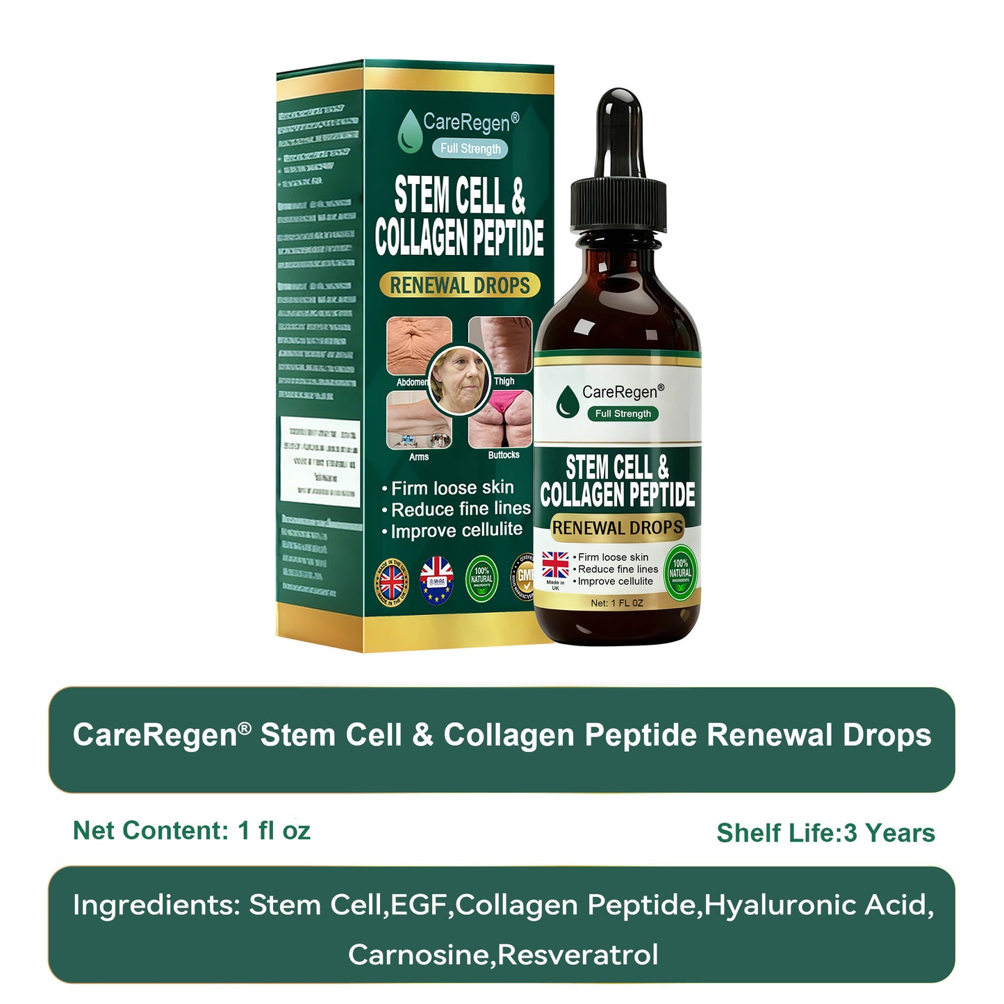 Officially Authorised Exclusive Edition|CareRegen® Stem Cell & Collagen Peptide Renewal Drops (Lift & Firm Sagging Skin & Reduce Wrinkle Formation)🫑🫑